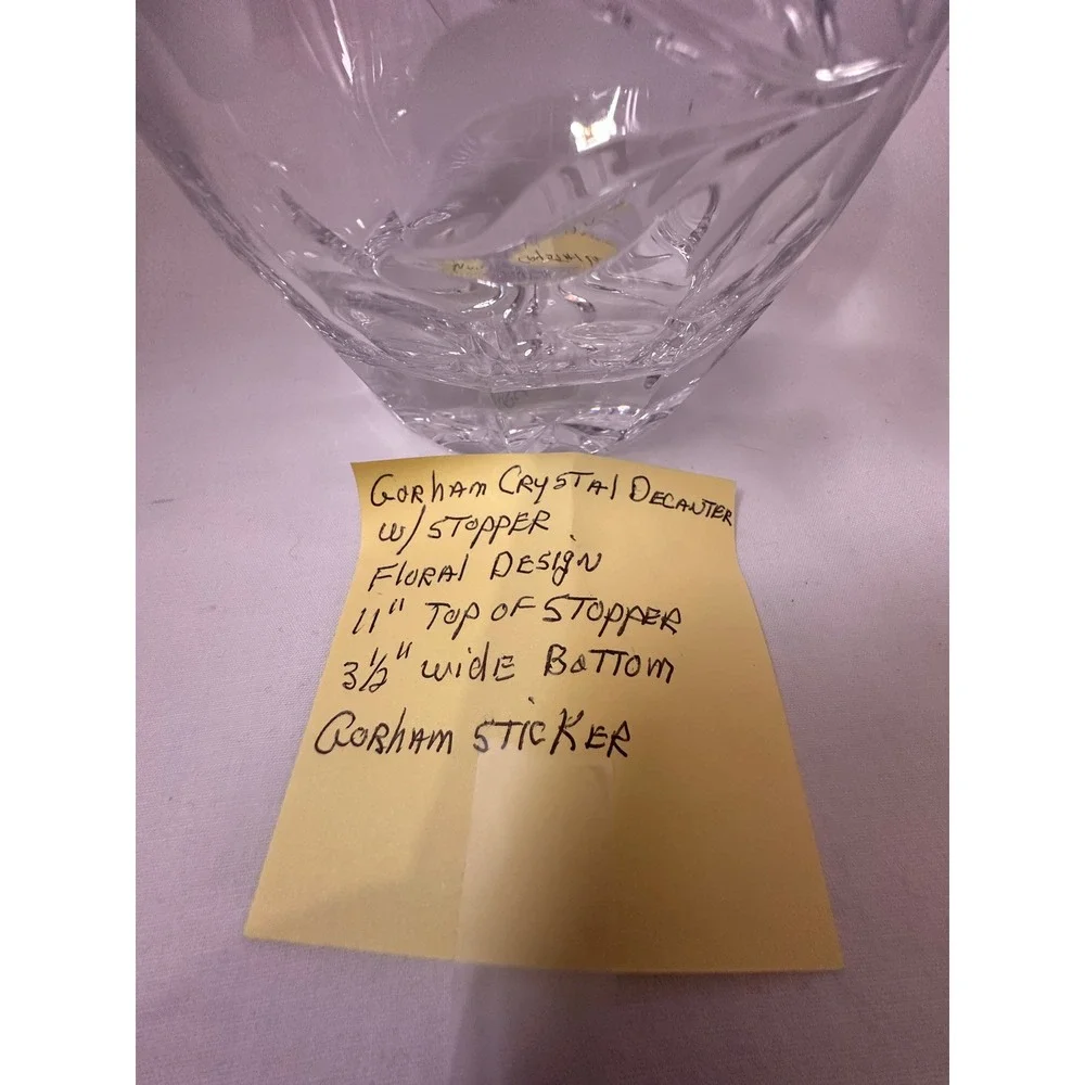 Gorham‎ Lead Crystal Whiskey Decanter Floral Diamond Cut WGermany 11 inch Clear